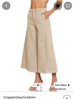 Zenana Cropped Gaucho Denim Women's Size Medium